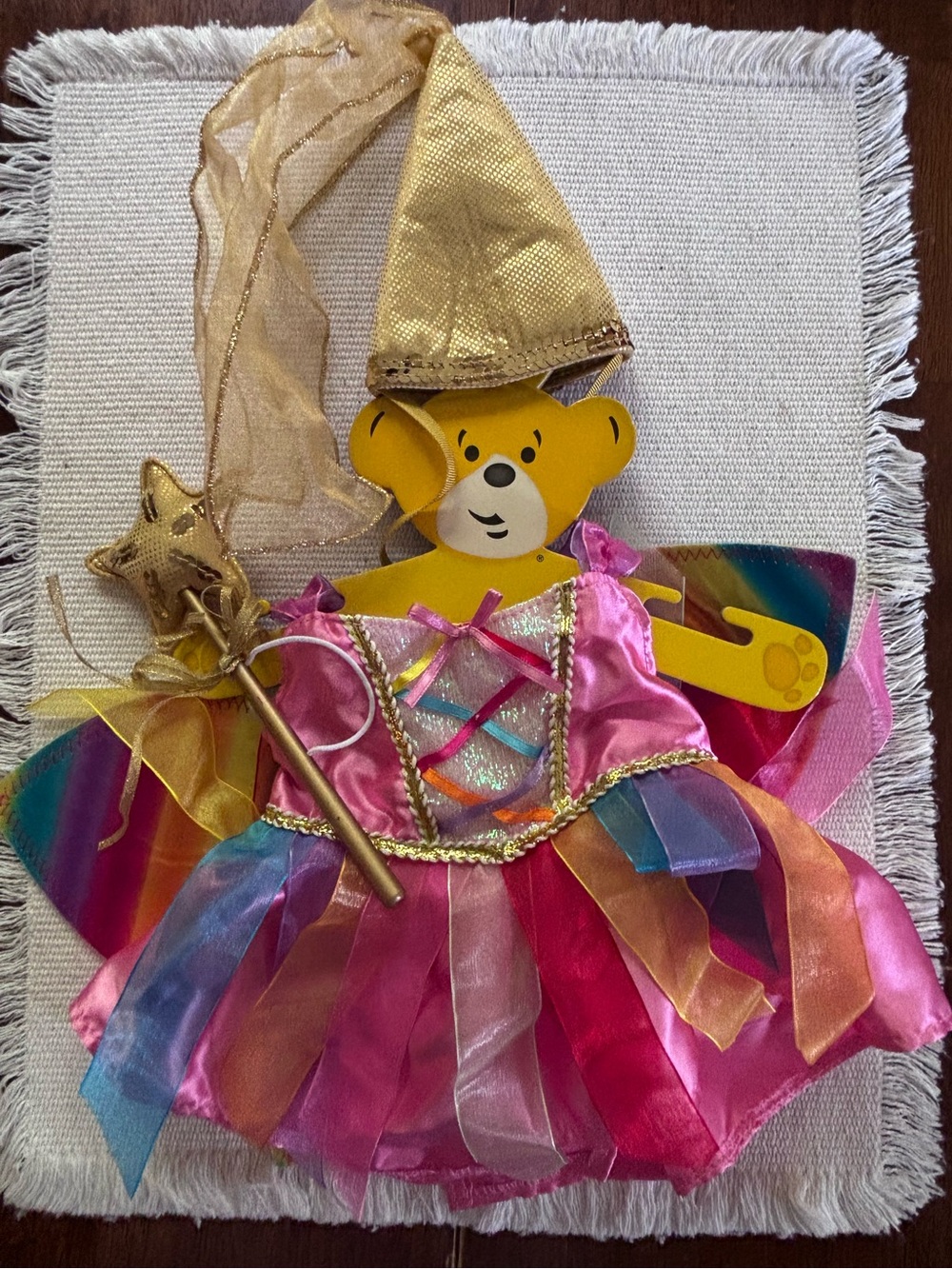 Build-A-Bear Pink Fairy Dress with Rainbow Ribbon Accents, wand & hat